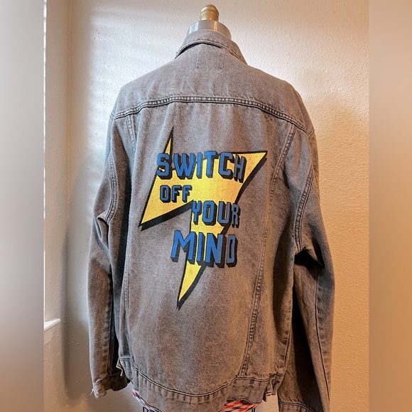 Bershka washed grey/black denim jacket NWOT size XL - Picture 5 of 5